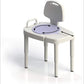 Woman talking about the sliding tub bench and how to use 