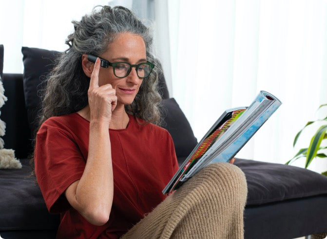 woman using OrCam MyEye