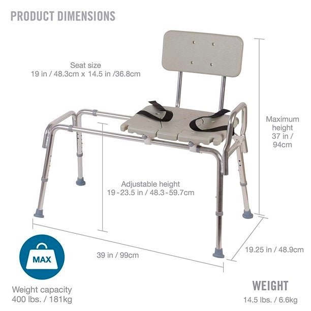 Sliding Tub Transfer Bench w/ Seatbelt AskSAMIE - AskSAMIE: Answers for Accessibility