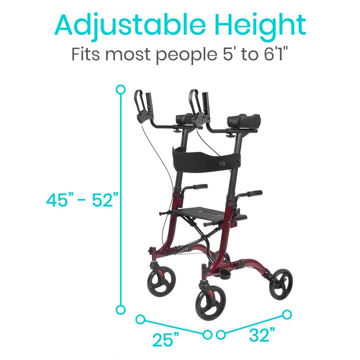 Upright Walker | Lightweight, Adjustable Rollator with Seat Vive Health - AskSAMIE: Answers for Accessibility