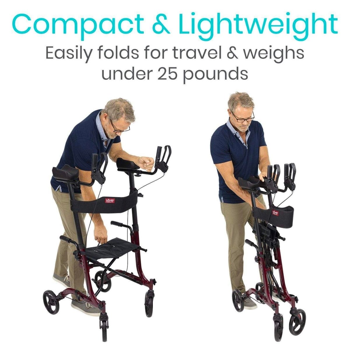 Upright Walker | Lightweight, Adjustable Rollator with Seat Vive Health - AskSAMIE: Answers for Accessibility